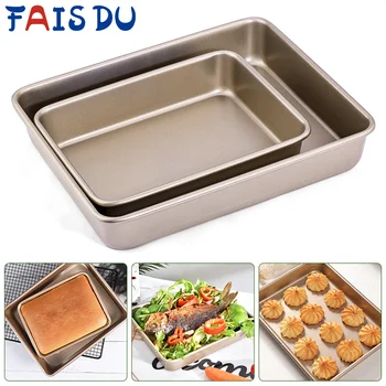 

Baking Pan Cookies Sheet Rectangular Pan Jelly Roll Non stick Carbon Steel Cake Roll Metal Bakeware Biscuit Bread Loaf Pans