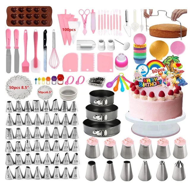 Cake Decorating Kit, 301pcs Cake Decorating Supplies With Cake Turntable  For Decorating, Pastry Piping Bag, Russian Piping Tips - AliExpress