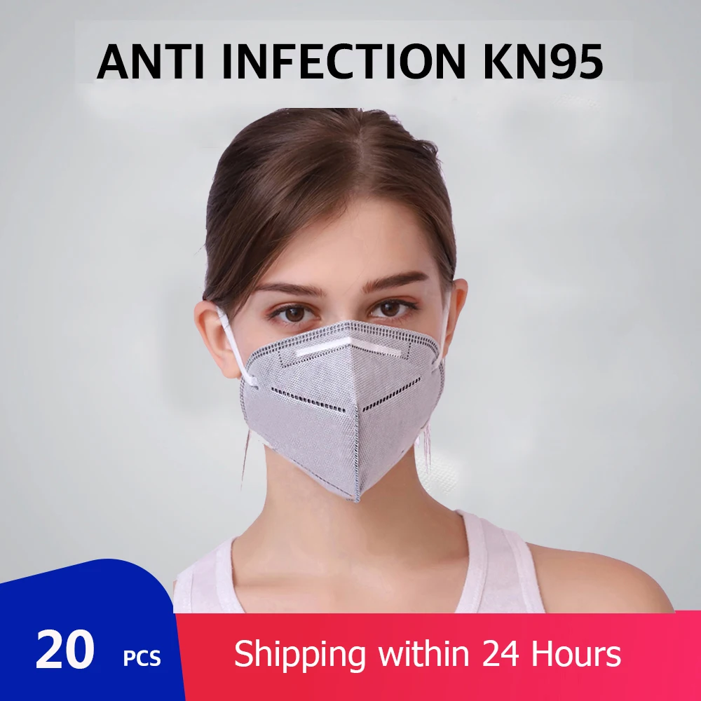 

10Pcs Kn95 Face Mask Reusable Mask Non-woven Fabric With Earmuff Mouth Mask Same Protective as KF94 FFP2 Face Masks