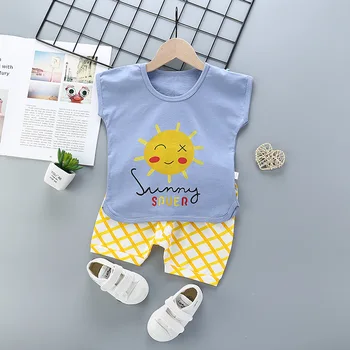 

2020 Summer Children Clothes Sets Infant Boys Shorts + T Shirt 2pcs Printed Cotton Baby Girls Short-sleeved Tops Set