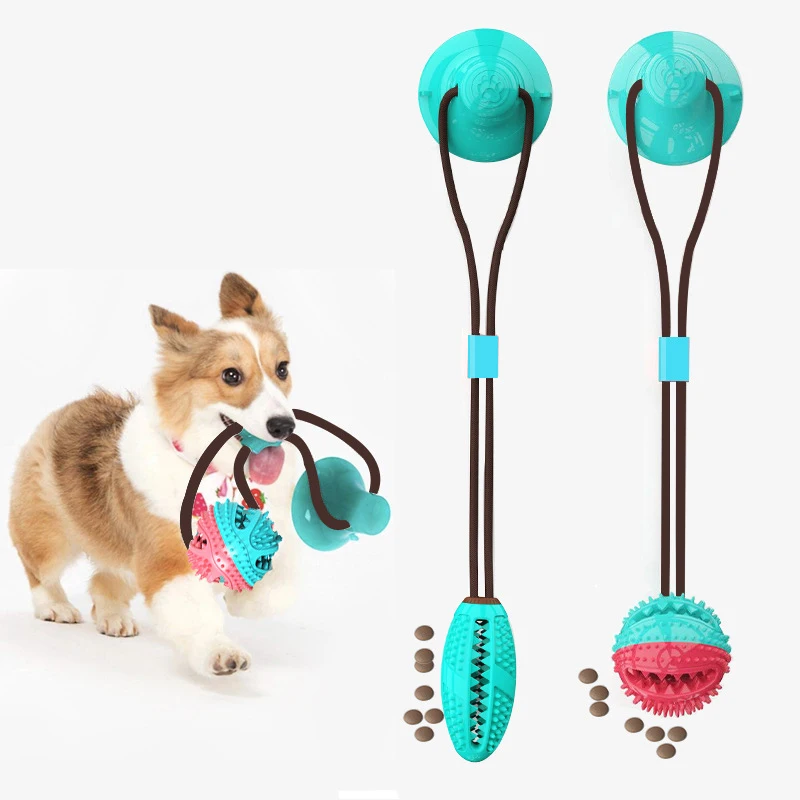 Dog Interactive Suction Cup Push TPR Ball Toys Elastic Ropes Dog Tooth