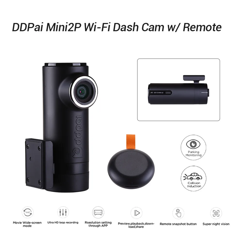 

DDPai Mini2P Car DVR With Distortionless Lens WiFi Dash Cam 1440P 2K Car Camera Built-in Supercapacitor Loop Recording WiFi DVR