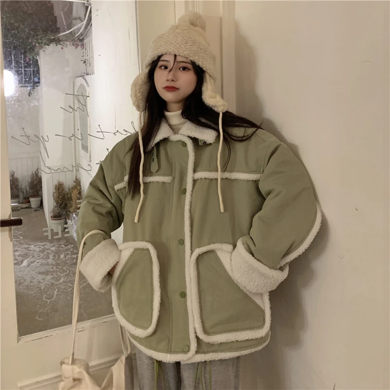 

jacket design feeling small woman 2021 years on the new winter jacket little imitation lambs wool oversize coat