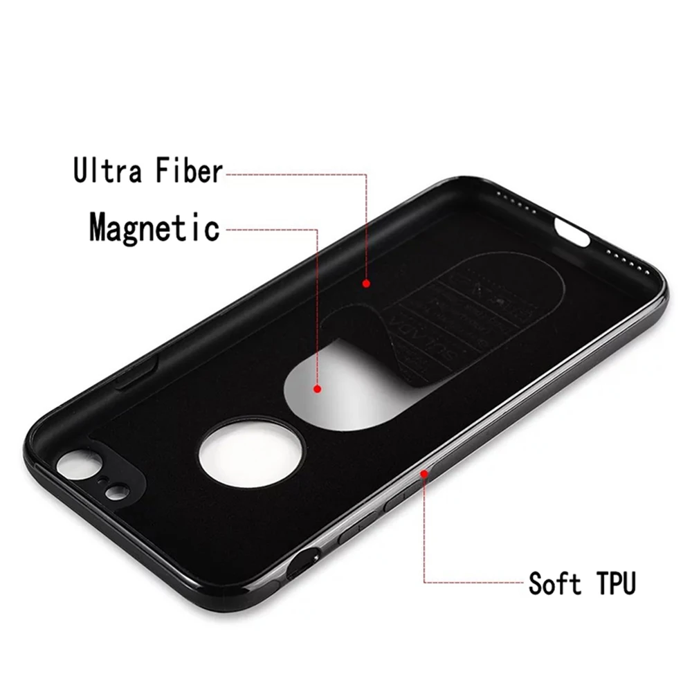 Ultra Thin Magnetic Car Phone Case for iPhone X XS XR 11 11PRO 6 7 8 Invisible Built in Magnet Plate Soft TPU Shockproof Cover