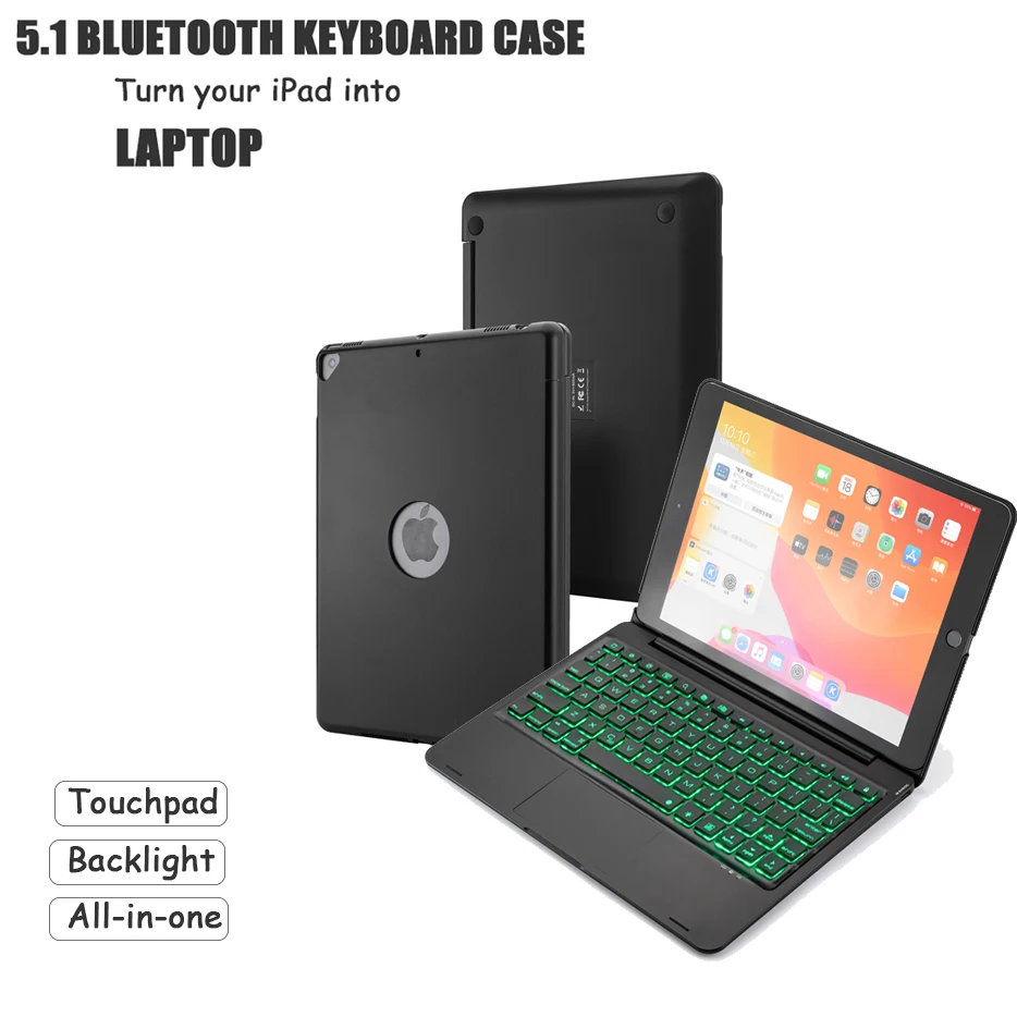 

5.1 Bluetooth keyboard touchpad for iPad 10.2" ,iPad Touchpad + High Quality Plastic Case + All In One Design