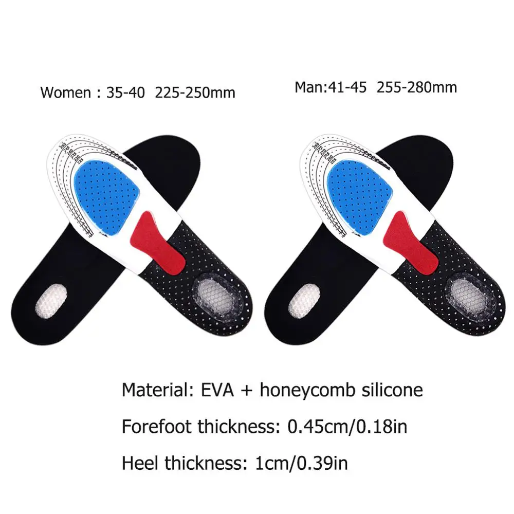 Unisex Orthotic Arch Support Sport Shoe Pad Sport Running Gel Insoles Insert Cushion Breathable Women Men foot care Big Size