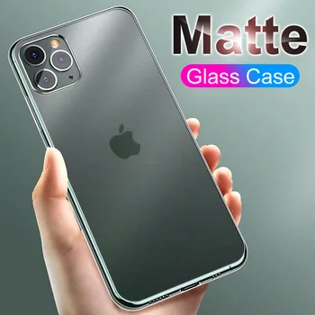 

Luxury Tempered Glass Case For Iphone 11 Pro Max Transparent Matte Glass Back Case For Iphone X Xr Xs Max Full Cover Shockproof
