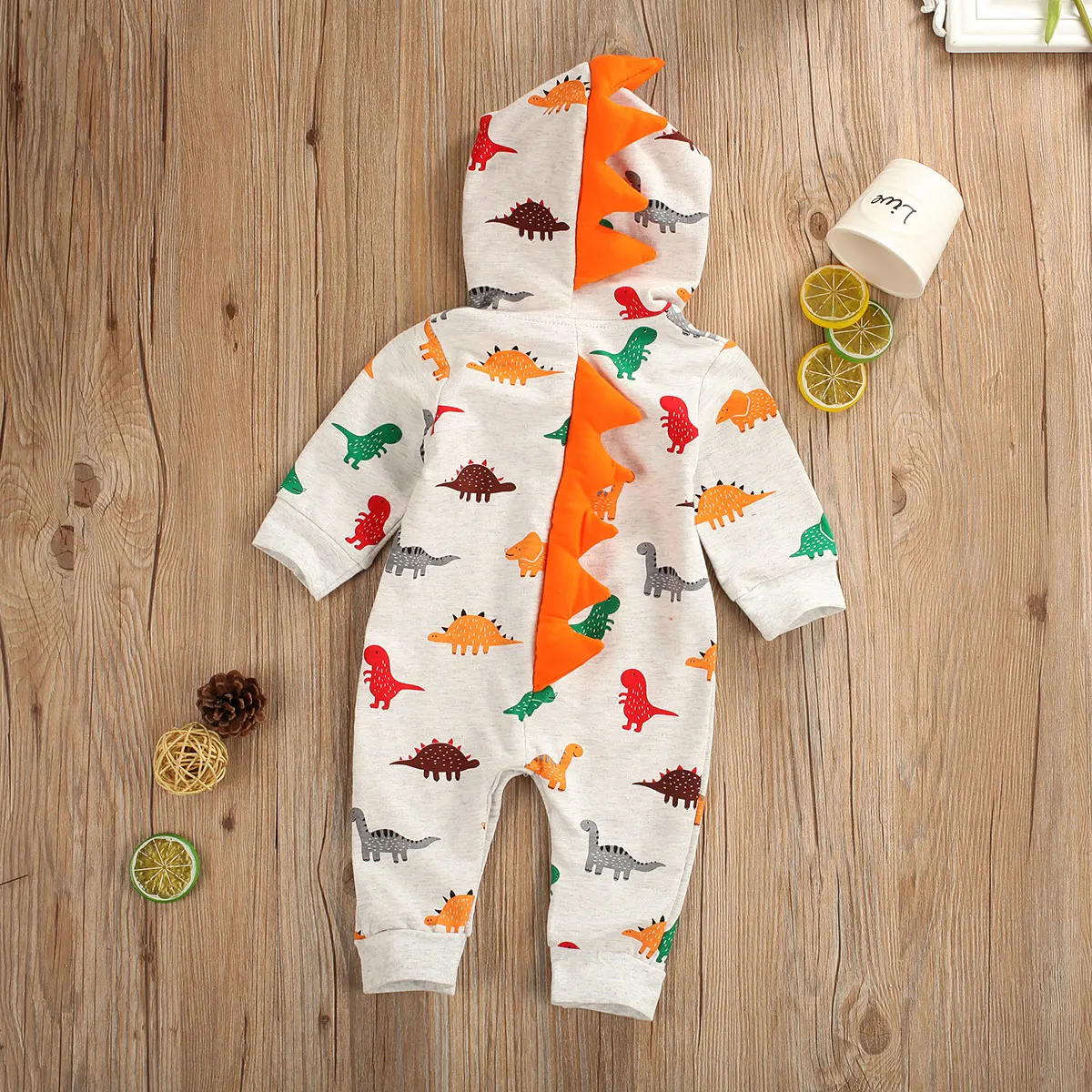 pudcoco Newborn Infant Baby boy romper Hooded 3D dinosaur costume baby Cotton christmas new years gift animal jumpsuits Kids