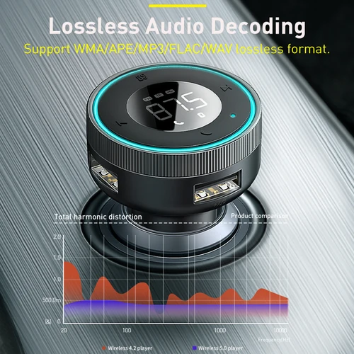 Baseus 차량용 무선 FM 송신기 변조기, 블루투스 5.0, USB 고속 충전기, 자동 Aux 라디오, MP3 플레이어, 핸즈프리 음악 키트 3