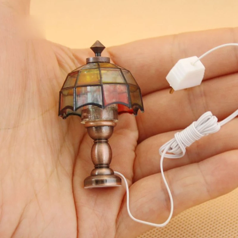Lámpara de lectura de sombra en miniatura para casa de muñecas, muebles de dormitorio, A0NA, bricolaje, 1/12