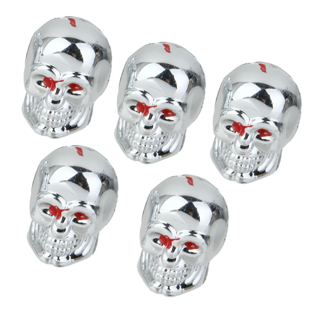 5pcs Punk Skull Valve Caps Dust Caps For Car Motor Bike Motorcycle