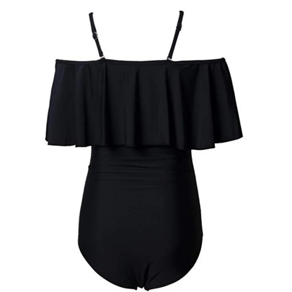 Sling swimsuit wrinkled shoulders for pregnant women nylon one-piece ruffle design