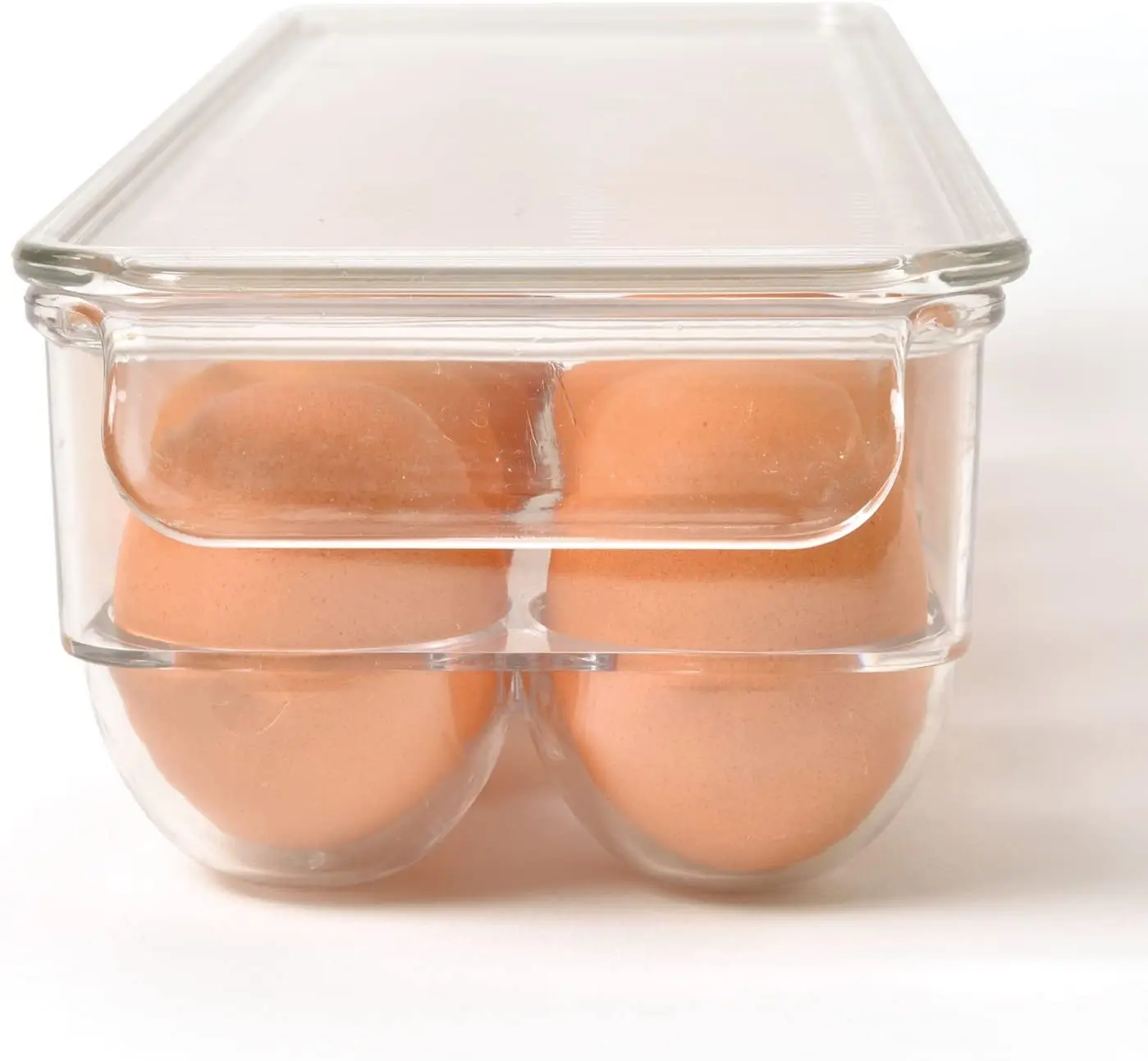 Plastic Egg Holder | BPA Free Fridge Organizer with Lid &amp Handles Refrigerator Storage Container 14 Tray Clear Дом и сад