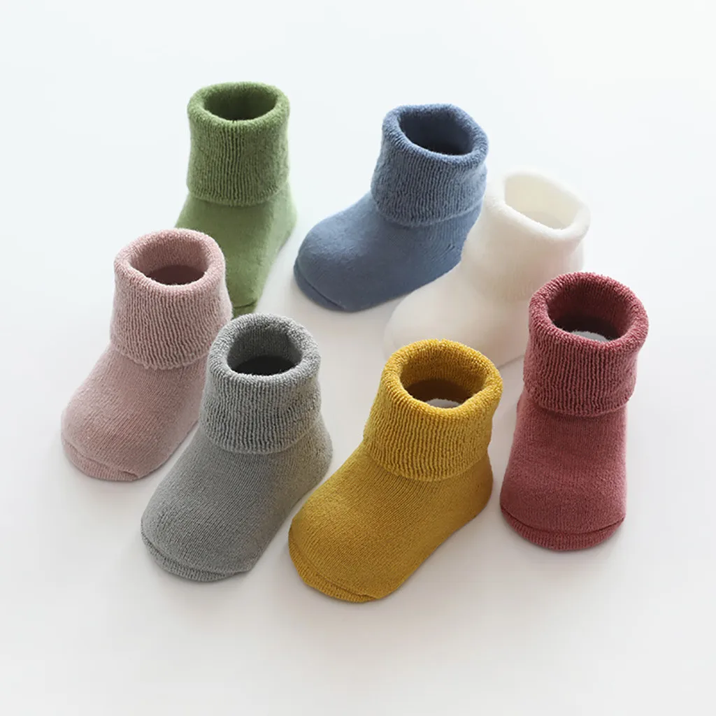 Детские носки От 0 до 3 лет хлопковые нескользящие носки для маленьких мальчиков и девочек Однотонные детские носки-тапочки 3 размера, L1020