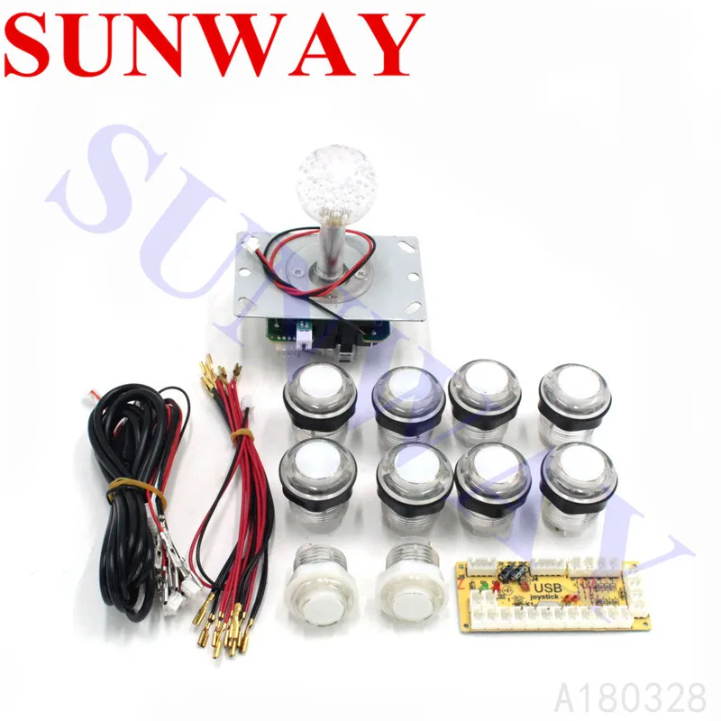 

1 Player Zero Delay DIY PC arcade kits for Mame Fighting Games illuminated Joystick sanwa style 5V led push button free shipping