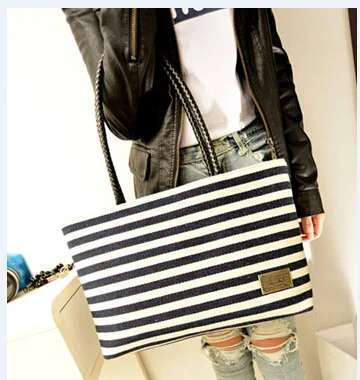 Напрямую от производителя продажи Осень стиль черно-белая полоса холщевая сумка на плечо маленькая папа Стиль Знаменитостей WOM