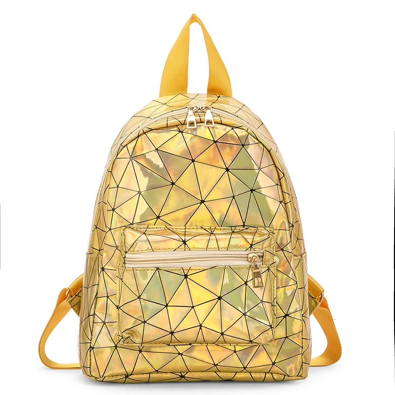 Женская сумка, женский Голографический лазерный рюкзак, женские школьные сумки, модные для девочек, маленькие дорожные рюкзаки - Цвет: Золотой