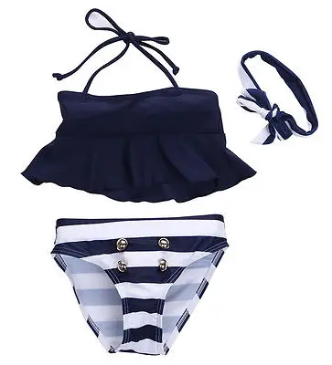 

2pcs Set Toddler Kids Baby Girls Summer Soild Tankini Bikini Swimwear Swimsuit Bathing Suit
