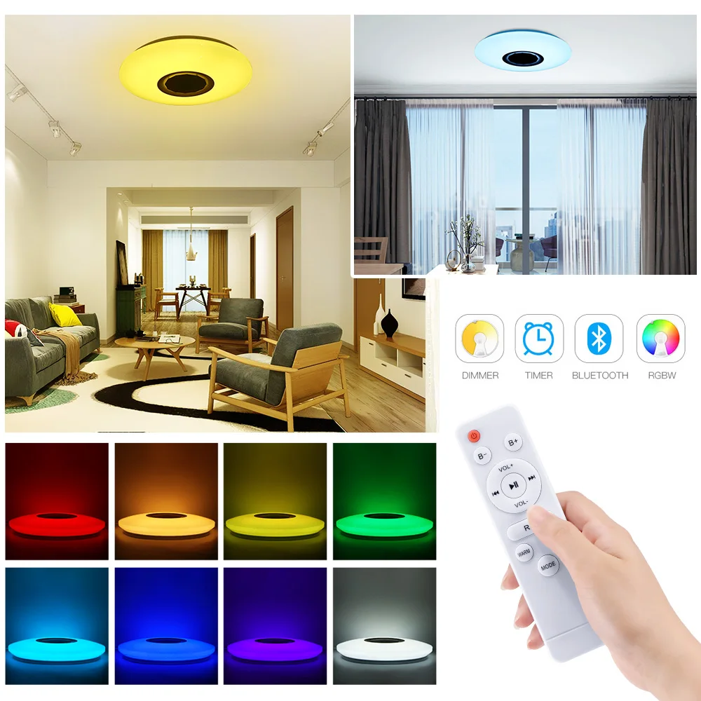 Умный музыкальный светодиодный потолочный светильник s RGB с регулируемой яркостью приложение дистанционное управление современный Bluetooth светильник для спальни потолочный светильник