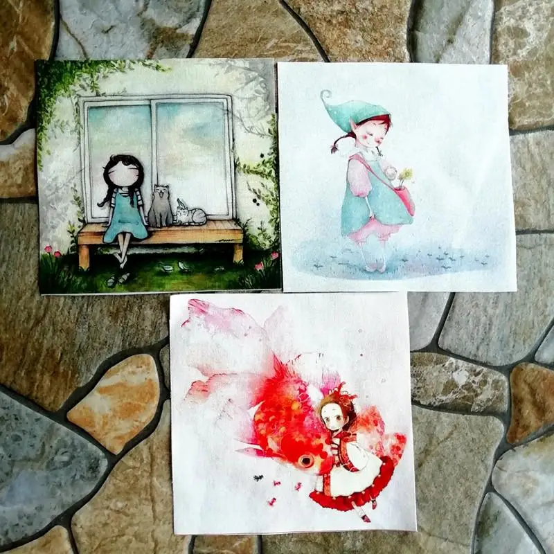 

15*15cm 3pcs/lot Cute girl handmade canvas diy patchwork fabric digital printed cloth home textiles fabrics for sew Bags Tecido