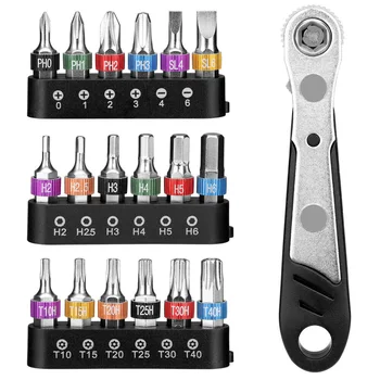 

19pcs Impact Wrench Mini Screwdriver Bits Set Handle Socket Repair Hand Tool Kit