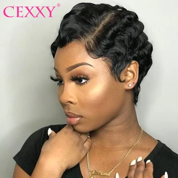 

Pixie Cut Wig Peruvian Short Bob Wigs Straight 4inch Full Machine Wigs For Black Women Natural Color Remy Human Hair Wigs