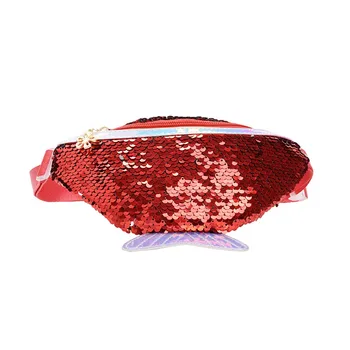 

Aelicy Women Packet Fashion Trend Solid Color Children's Sequined Leather Waist Bag Chest Bag Small Lady Bag Mobile Phone