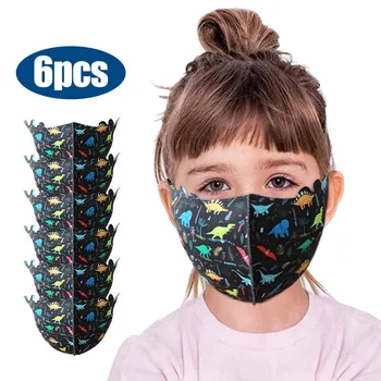 

2/3/4/6 PCS Summer Face Mask Mouth Mask Reusable Washable Thin Mascarillas Breathing Masque Cute Dinosaur Print Mask In Stock
