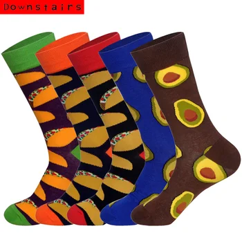 

Downstairs Fashions Men Socks 2019 Newly Deodorant Avocado Hip Hop British Style Crew Happy Socks 5pairs/lot Calcetas