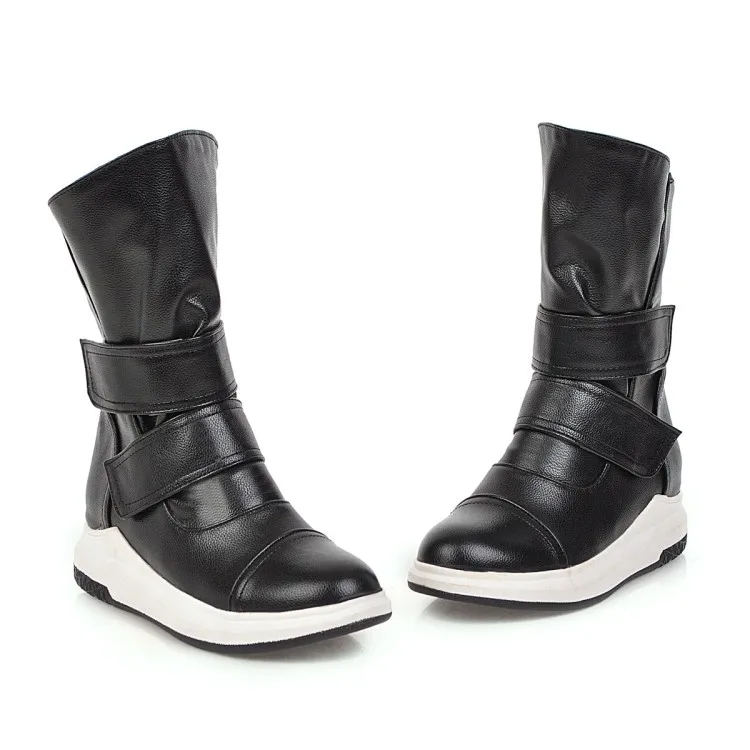 2019Women New wedges Round Toe Mid Calf Boots Lady Winter Platform Hook Loop Warm Fashion Round Toe Snow Boot J782
