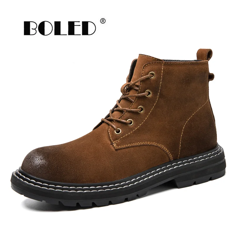 

New Autumn Winter Men Boots Genuine Leather Comfort Ankle Snow Boots Men Rubber Sole Wear-resistant Working Men Shoes