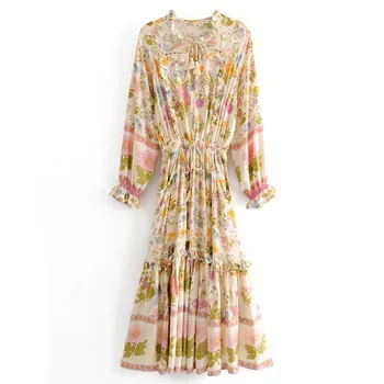 

Women Autumn Women Mexican Boho Dress Boho Dress Long Sleeve Festival Dress Women Hippie Dress Clothing