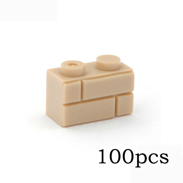 DIY Building Blocks Wall Figures Bricks 1x2 Dots 50/100PCS Educational Creative Toys for Children Size Compatible With 98283 Beige 100pcs