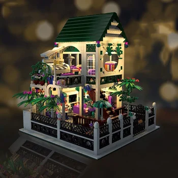 

1500pcs New XB01202 USB Lighting Villa House Bricks Architecture Small Grain Assembling DIY Building Blocks Educational Toy
