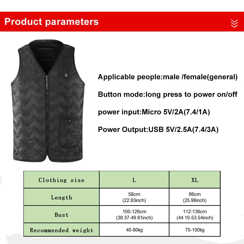 Открытый USB Инфракрасный нагревательный жилет куртка зимняя гибкая электрическая тепловая одежда жилет для спорта Пешие прогулки для мужчин и женщин