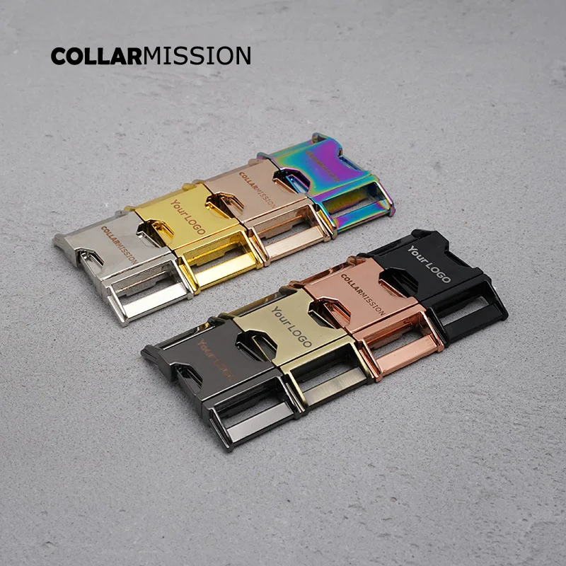 

10pcs/lot Engraved side release metal buckle kirsite DIY dog collars parts high quality durable security retailing 25mm 8 colors