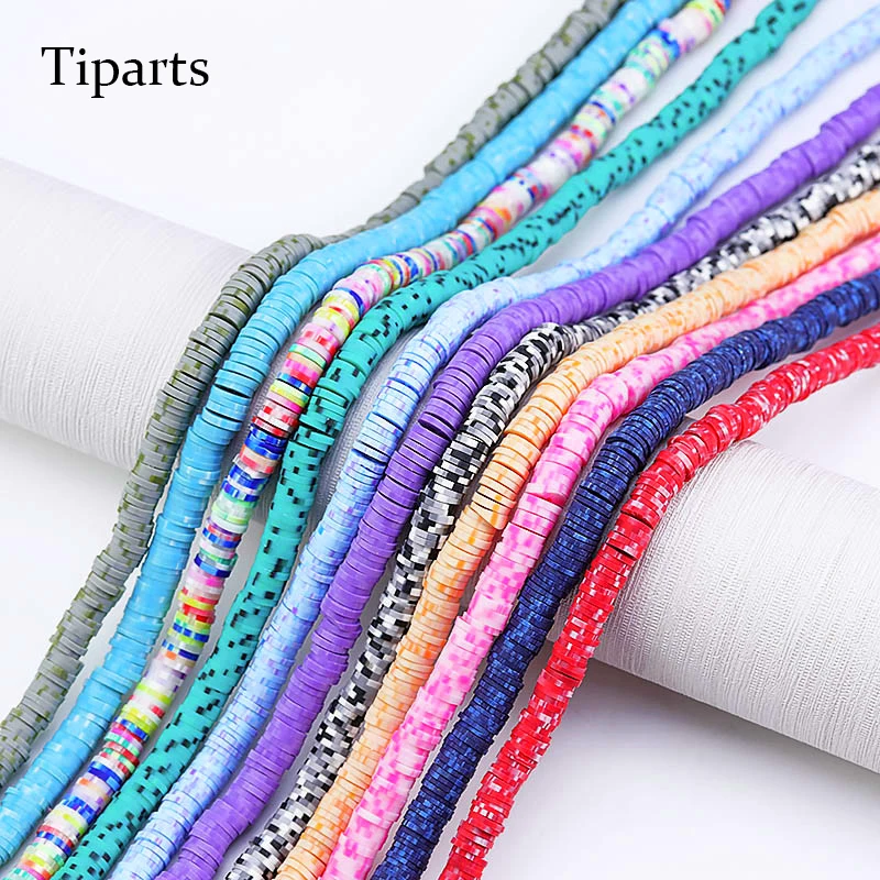 

Tiparts Two-color clay Polymer Clay Beads Disc Heishi Beads Chip Disk Loose Spacer for DIY Jewelry Making Bracelets Necklace