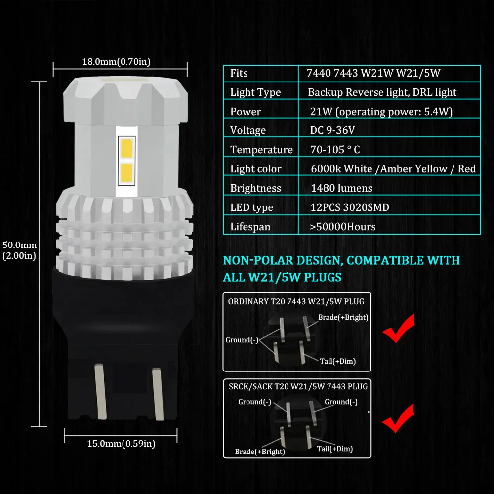 BMT аксессуары для авто Canbus W21W светодиоды led светодиодные лед лампы для авто T20 W21 5W 7443 SRCK габариты лампочки для авто проектор 12V LED сигнал заднего хода стоп сигнал повторитель поворота ходовые огни дхо