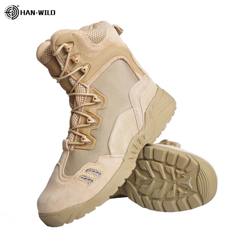 HAN WILD Hiking Shoes Military Tactical Boots Male Outdoor Waterproof Hunting Shoes Sneakers Unisex Non-slip Wear Combat Boots