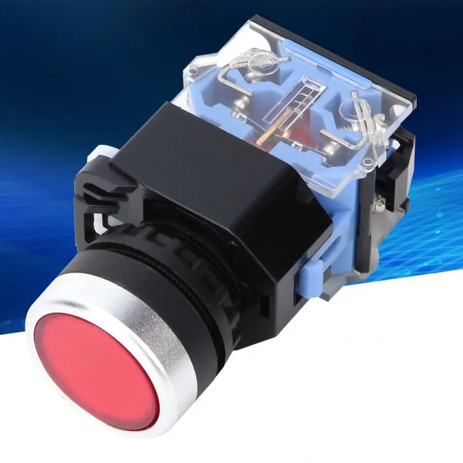 

10 Pcs 22mm push button switches BEM38-11S Self-Lock Flat Head Button Switch 1 On 1 Off with Indication Light