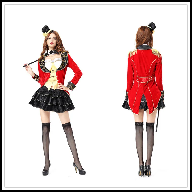 

Halloween Women's Clown Circus Adult Trainer Clothing Magician Costumes Uniform Party Costume