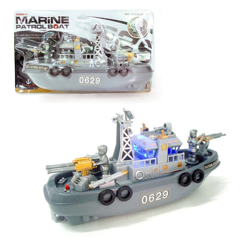 

Cross Border Hot Sales Electric Patrol Boat Light-in Water Traveling Stall Hot Selling Model Bath Toy