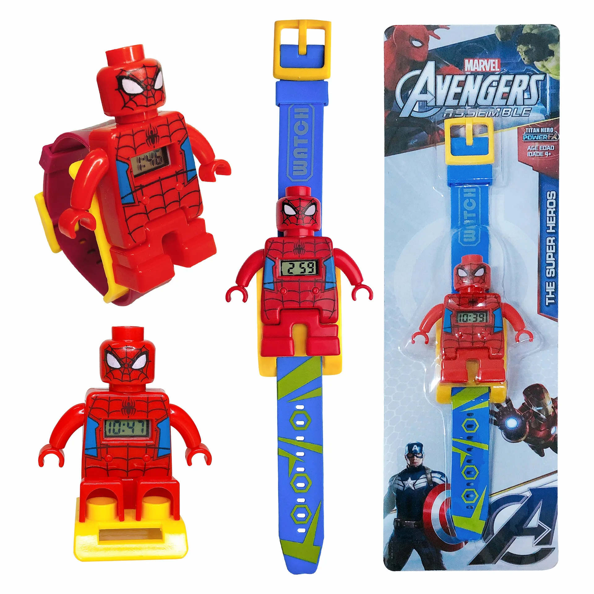 Детские часы с супергероями, куклы, строительные блоки, детские часы, Мстители, Детские электронные часы, детские подарки