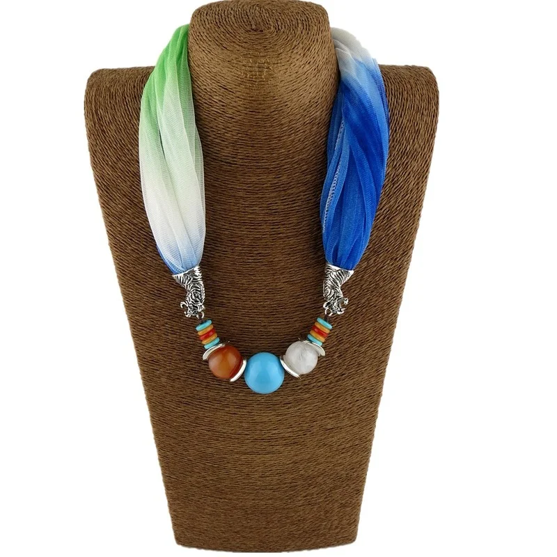 New Women Colorful Wrap Scarf Multi-style Decorative Jewelry Necklace Pendant Scarf Hijabs Femme Head Scarves 2