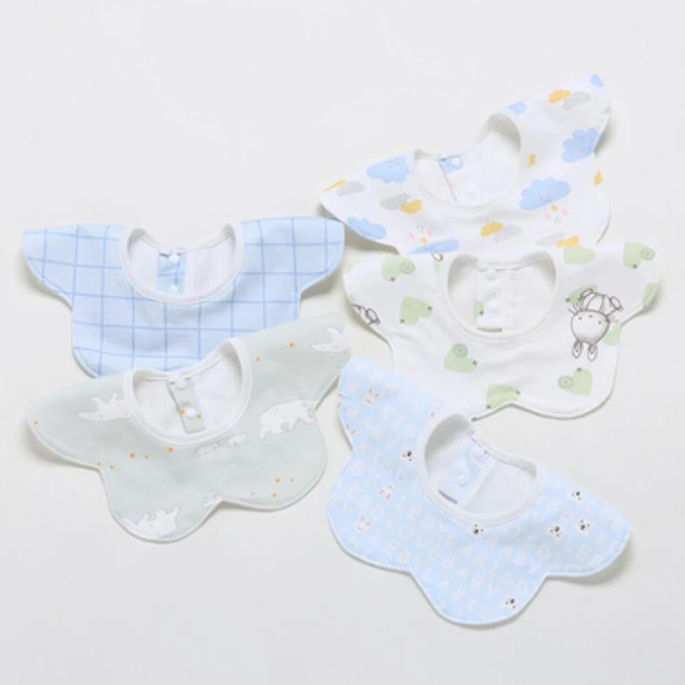 5Pcs/Lot Baby Bibs Waterproof Round 360 Degree Rotation Saliva Towel Infant Feeding Apron Newborn Stuff Wholesale