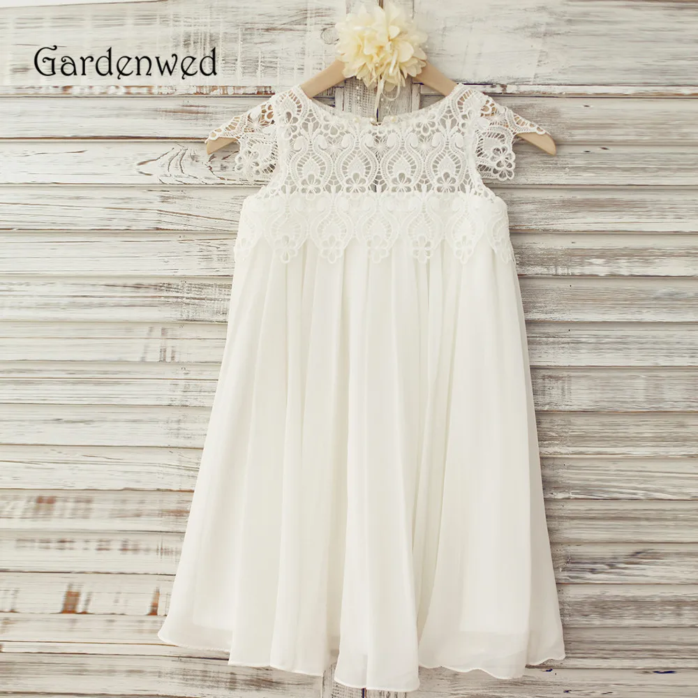Gardenwed Cute Chiffon Lace Empire Baby Wear Casual Gown pageant dresses girls Fine Lace Top Long Child Kids Dress