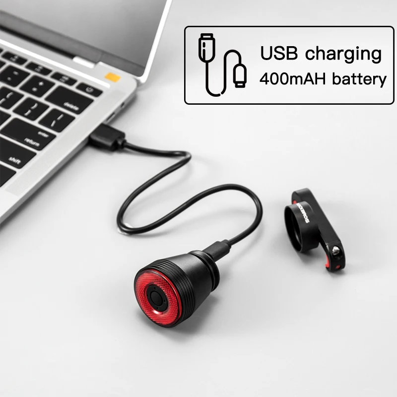 Top ROCKBROS Bike IPx6 Waterproof Smart Brake Sensing Light Auto Start/Stop LED Charging Cycling Taillight Bicycle Light Accessories 5