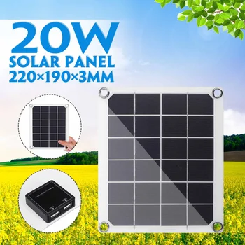 

20W DC 18V Solar Panel Battery Charger Portable Solar Cell Board Crocodile Clips Car charger For Phone charger 220x190x3mm