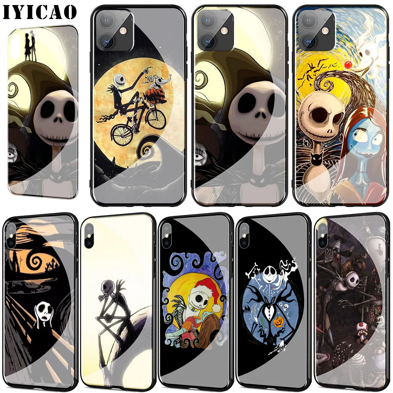 Nightmare Tim burton Halloween jack Tempered Glass Phone Case for iPhone 11 Pro XR X XS Max 6 6S 7 8 Plus 5 5S SE Cover |