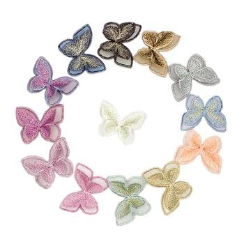 

20Pcs Chic Boutique Embroidery Chiffon Butterfly Applique Double-Layer Colorful Butterfly Patches for Diy Clothes
